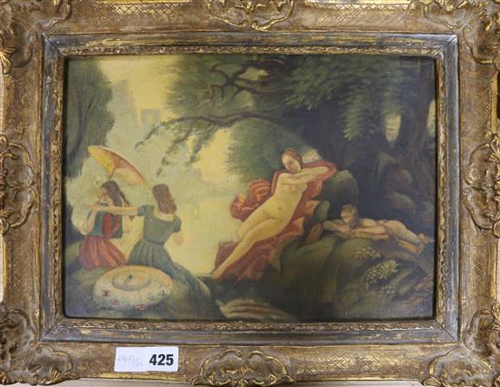 Francis Helps (Exh.1910-1940) Young women beside a lake 24 x 35cm